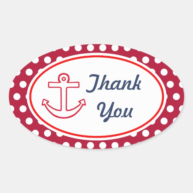 Adesivo Oval Pontos de Âncora Muito Obrigado (Frente)