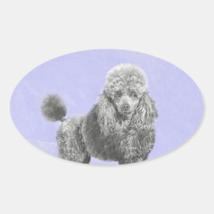 Adesivo Oval Poodle (Brinquedo, Miniatura) Pintura Original De 