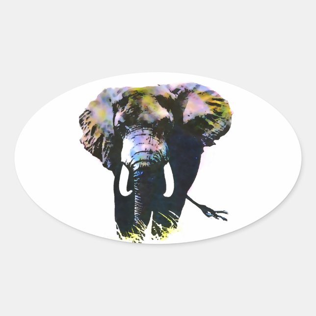 Adesivo Oval Pop Art Elephant (Frente)