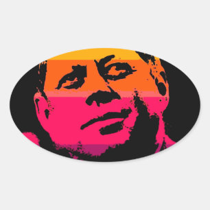 Adesivo Oval Pop Art Jack JFK John F. Kennedy