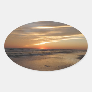 Adesivo Oval Por do sol chave da praia do Siesta