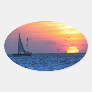 Adesivo Oval Por do sol de Key West