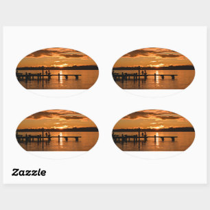 Adesivo Oval Pôr do sol no Lago Oval Sticker
