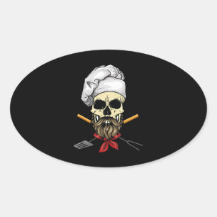 Adesivo Oval Presente no Halloween do chefe do cozinheiro chefe