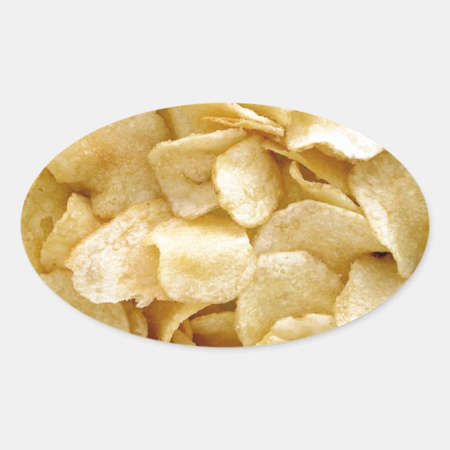 Adesivo Oval Presentes de comida de batata frita (Frente)