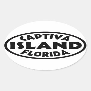 Adesivo Oval Preto de Florida da ilha de Captiva