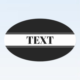 Adesivo Oval Preto e Branco com Nome Personalizado em Listra