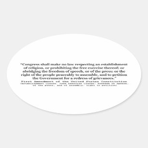 Adesivo Oval Primeira Emenda à Constituição dos Estados Unidos