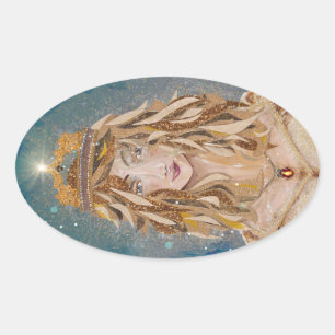 Adesivo Oval Princesa Loira Aurelie por Susan M. Epperly