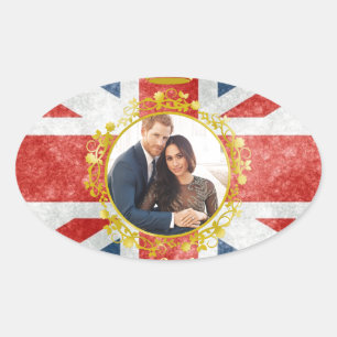Adesivo Oval Príncipe Harry e Meghan Markle