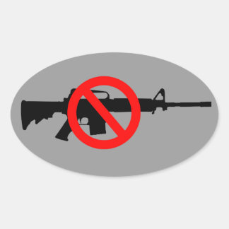 Adesivo Oval Proibição de armas de assalto