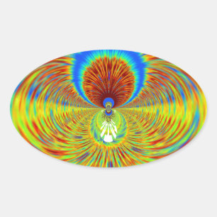 Adesivo Oval Projetista Gráfico de Incêndio Espantoso