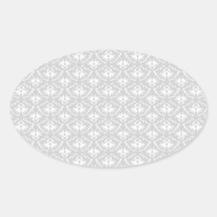 Adesivo Oval Projeto cinzento branco e Pastel do damasco