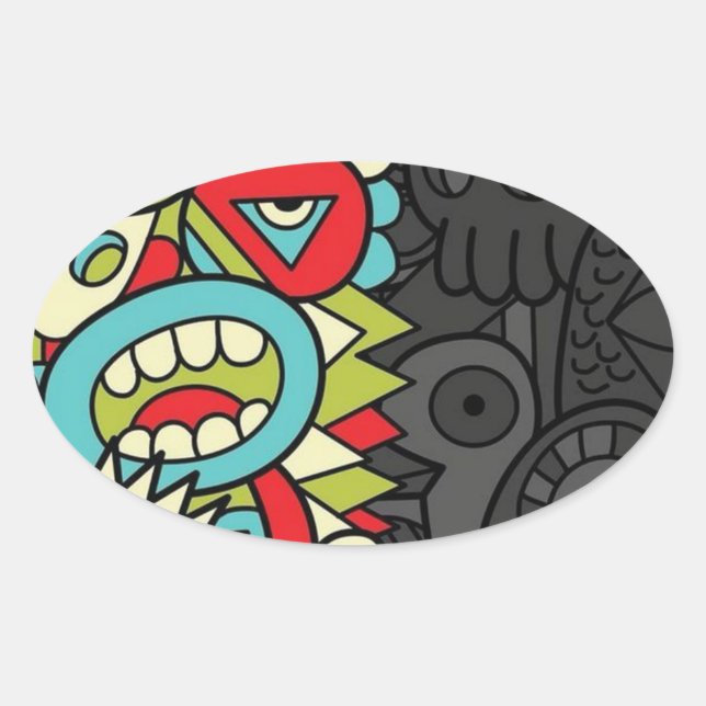 Adesivo Oval Psychedelic Patterns (Frente)