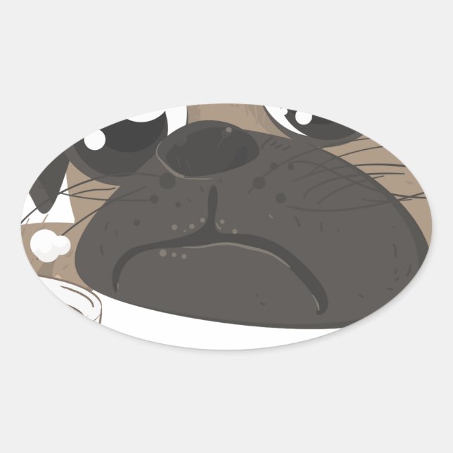 Adesivo Oval Pug e café (Frente)