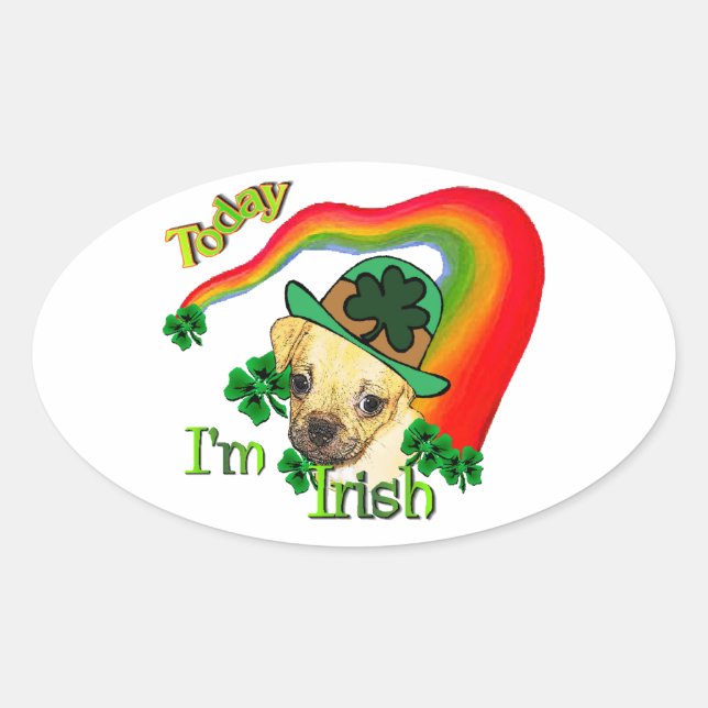 Adesivo Oval Puggle Dia de São Patrício (Frente)