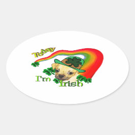 Adesivo Oval Puggle Dia de São Patrício