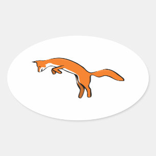 Adesivo Oval Pulando o Fox vermelho
