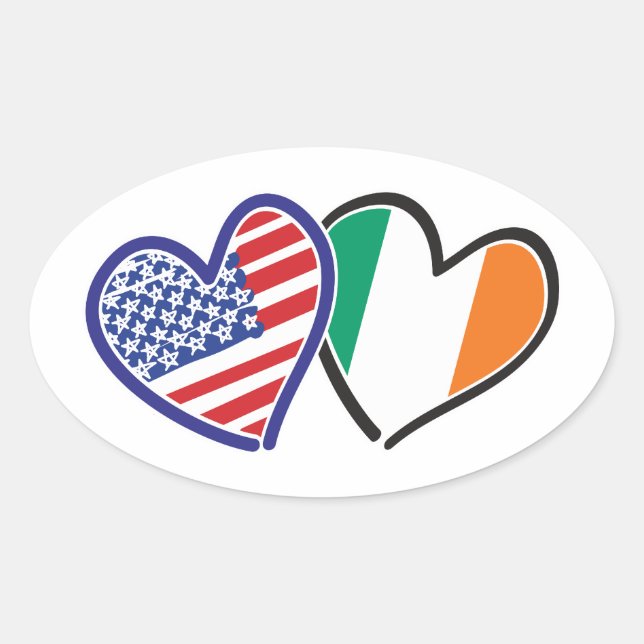 Adesivo Oval Pulseiras do Coração da Irlanda dos EUA (Frente)