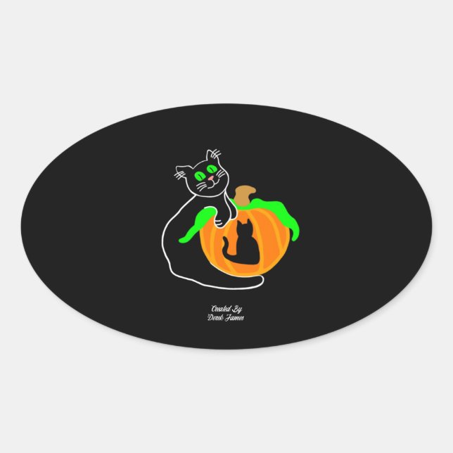 Adesivo Oval Pumpkin Oval de Gato Negro (Frente)