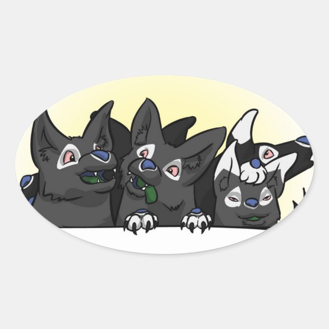 Adesivo Oval Pups em Blitz Feliz (Frente)