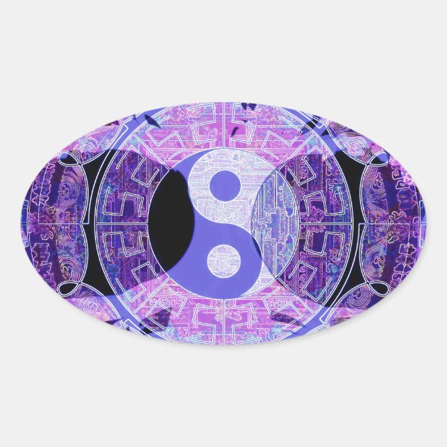 Adesivo Oval Purple Yin Yang (Frente)