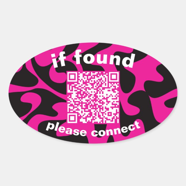 Adesivo Oval QR Code lime green cute lost found (Frente)
