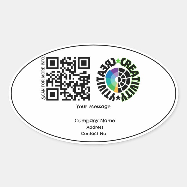 Adesivo Oval QRcode de presente da empresa com personalização B (Frente)