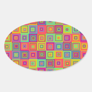 Adesivo Oval Quadrados Geométricos Coloridos