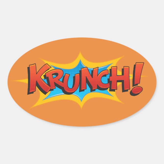 Adesivo Oval Quadrinho Krunch! (Frente)