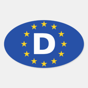 Adesivo Oval QUATRO Alemanha "D" Bandeira da União Europeia