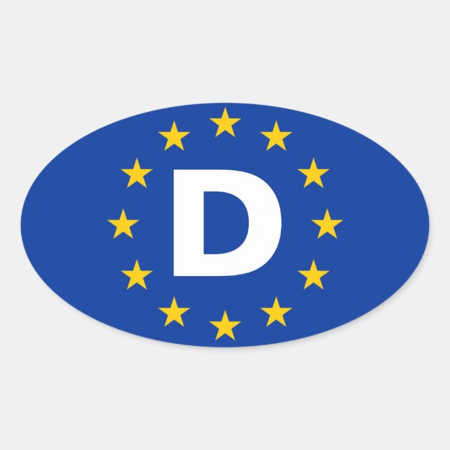 Adesivo Oval QUATRO Alemanha "D" Bandeira da União Europeia (Frente)