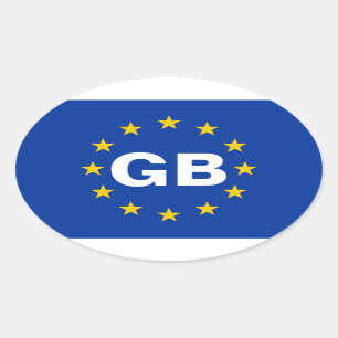 Adesivo Oval QUATRO bandeira da União Europeia de Grâ Bretanh