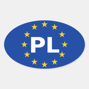Adesivo Oval QUATRO bandeira da União Europeia do Polônia "PL