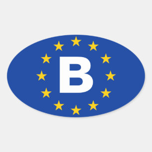 Adesivo Oval QUATRO Bélgica "B" Bandeira da União Europeia
