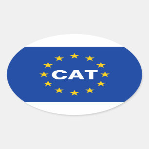 Adesivo Oval QUATRO Catalunha "CAT" Bandeira da União Europeia
