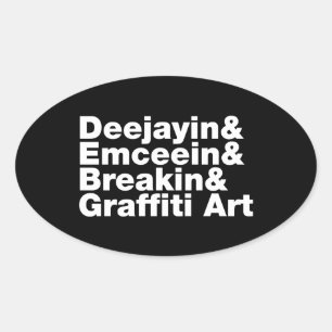 Adesivo Oval Quatro Elementos de Hip Hop