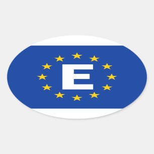 Adesivo Oval QUATRO Espanhas "E" Bandeira da União Europeia