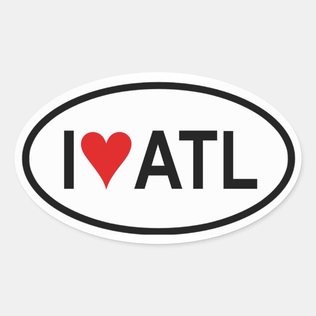 Adesivo Oval QUATRO "I [Heart] Atl" (Frente)