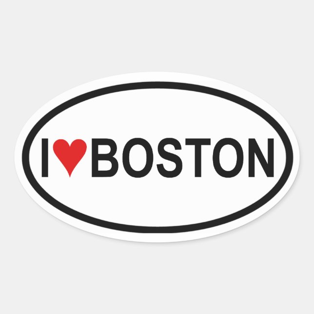 Adesivo Oval QUATRO "I [Heart] Boston" (Frente)