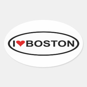 Adesivo Oval QUATRO "I [Heart] Boston"