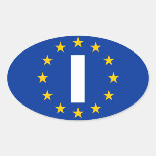 Adesivo Oval QUATRO Italia "mim" bandeira da União Europeia
