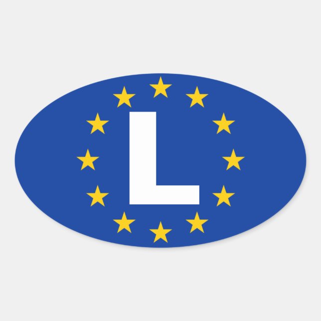 Adesivo Oval QUATRO Luxemburgo "L" Bandeira da União Europeia (Frente)
