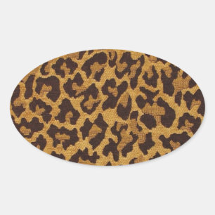Adesivo Oval RAB Rockabilly Leopard Print Brown Dourado