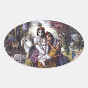 Adesivo Oval Radha e Krishna