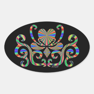 Adesivo Oval Rainbow Lily e Heart