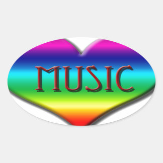 Adesivo Oval Rainbow Music Heart for Music Teachers Gifts