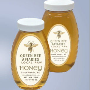 Adesivo Oval Rainha Bee 32 oz Queenline Jar Honey Label Dourado