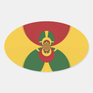 Adesivo Oval Rasta Colors Abstrato Art Impressão