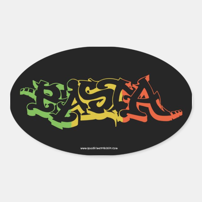 Adesivo Oval Rasta Sticker Oval Preto Colorido (Frente)